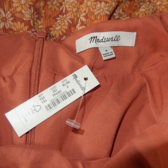 Madewell Orange Georgette Ruffle-Sleeve Tiered Midi Dress in Daisy Meadow Nwt 4 - Picture 4 of 7